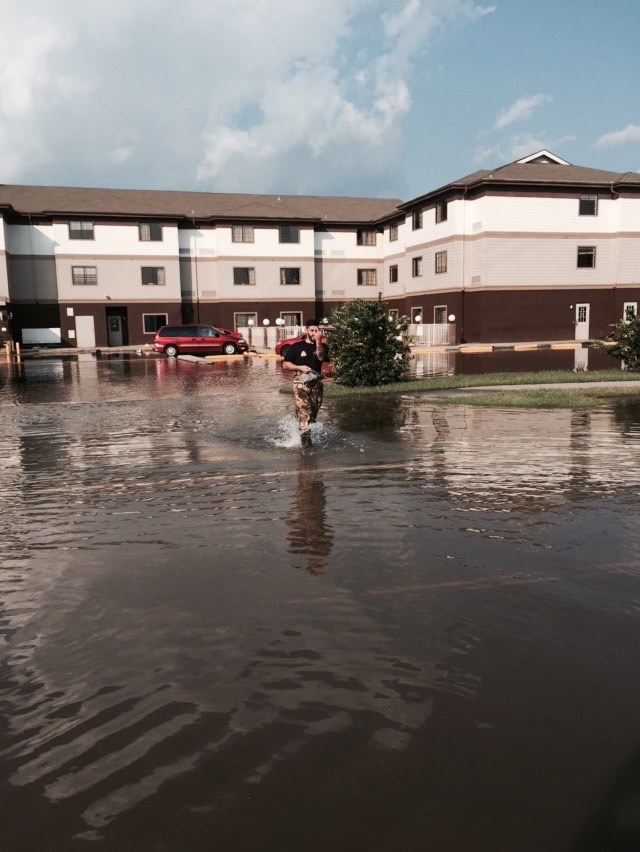 Flooded apartment complex in Howard Lake